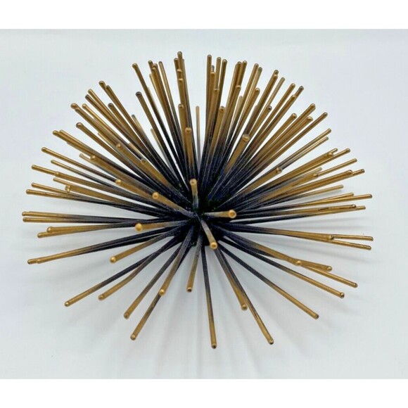 Metal Gold Atomic Starburst 3D Sea Urchin Wall Hanging Decor MCM Set Of 2 - Picture 6 of 11